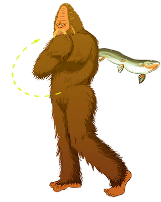 Step 2: Hold the fish with both hands and swing it right to left across your body.